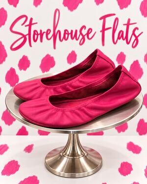The Storehouse Flats Hot Pink Leather Foldable Ballet Flats Women’s Size 9
